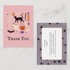 Cartão De Notas Spooky, Um primeiro aniversario Rosa De Halloween 