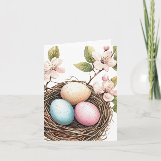 Cartão De Notas Spring Pastel Bird's Nest Note Card (Frente)
