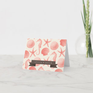 Cartão De Notas Starfish Wedding Personalized Thank You - Coral