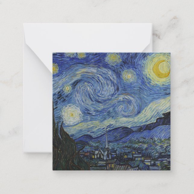 Cartão De Notas "Starry Night" por Van Gogh (Frente)