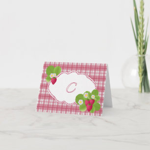 Cartão De Notas Strawberry Plaid Monogram C Note Card