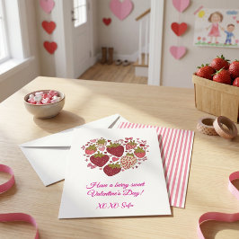 Cartão De Notas Strawberry Sweetheart Valentines Day Card for Kids