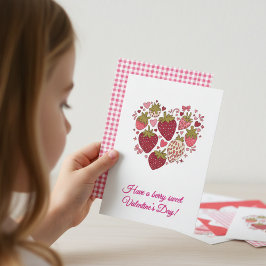 Cartão De Notas Strawberry Sweetheart Valentines Day Card for Kids