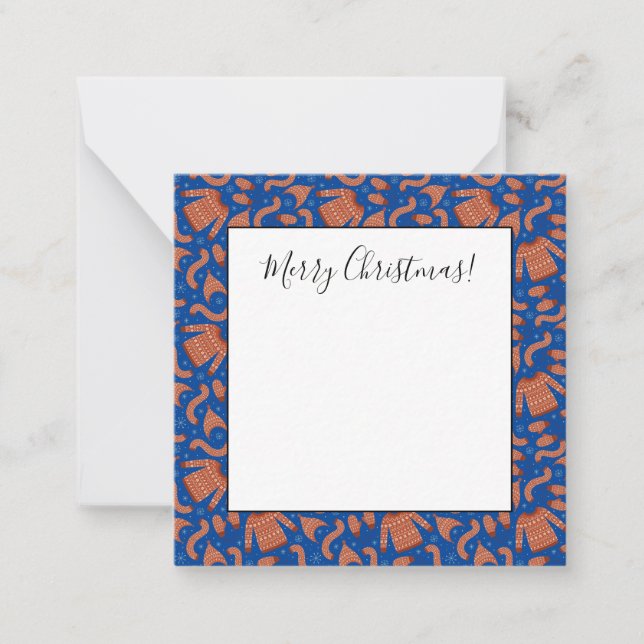 Cartão De Notas Suéter feio de Natal Cachecol de Chapéu Vermelho B (Frente)