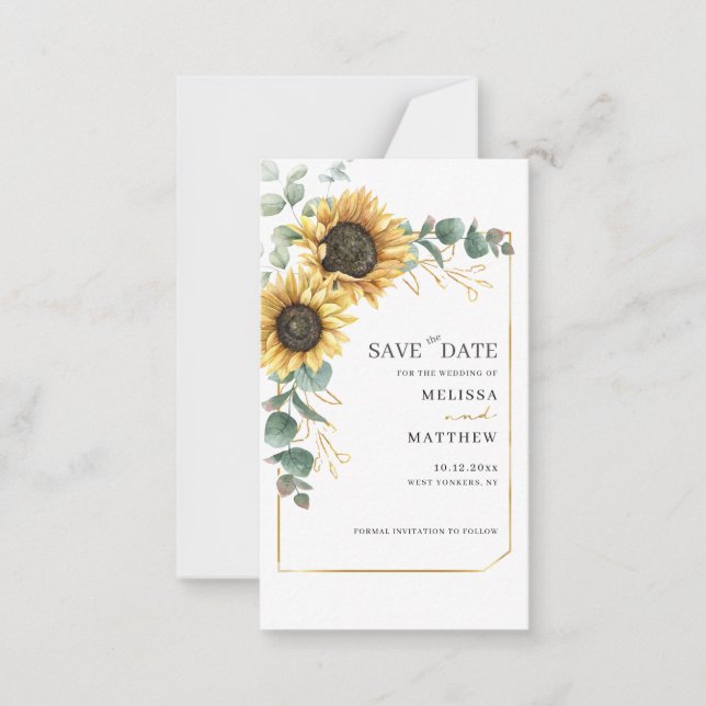 Cartão De Notas Sunflower Floral Wedding Save The Date (Frente)