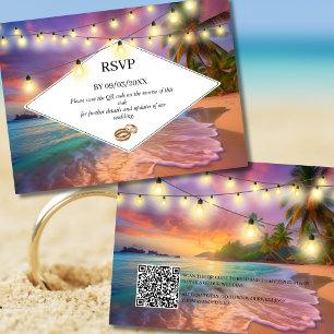 Cartão De Notas Sunset Tropical Beach Código QR Casamento RSVP