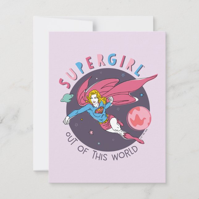 Cartão De Notas Supergirl Out Of This World Retro Graphic (Frente)