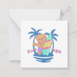 Cartão De Notas Surfista de Urso de Teddy Summer no Havaí