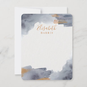 Cartão De Notas Swash de cor azul e Dourada