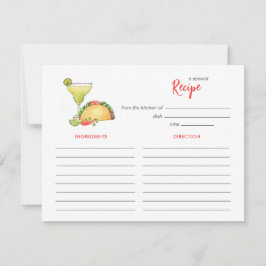 Cartão De Notas Taco and Tequila Bridal shower Recipe card