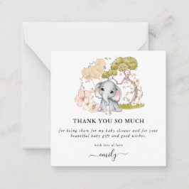 Cartão De Notas TAMANHO MÍNIMO | Chá de fraldas De Elefante Bonito