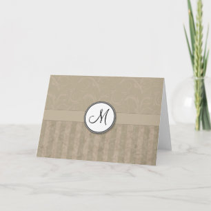 Cartão De Notas Tan Floral Wisps & Stripes with Monogram