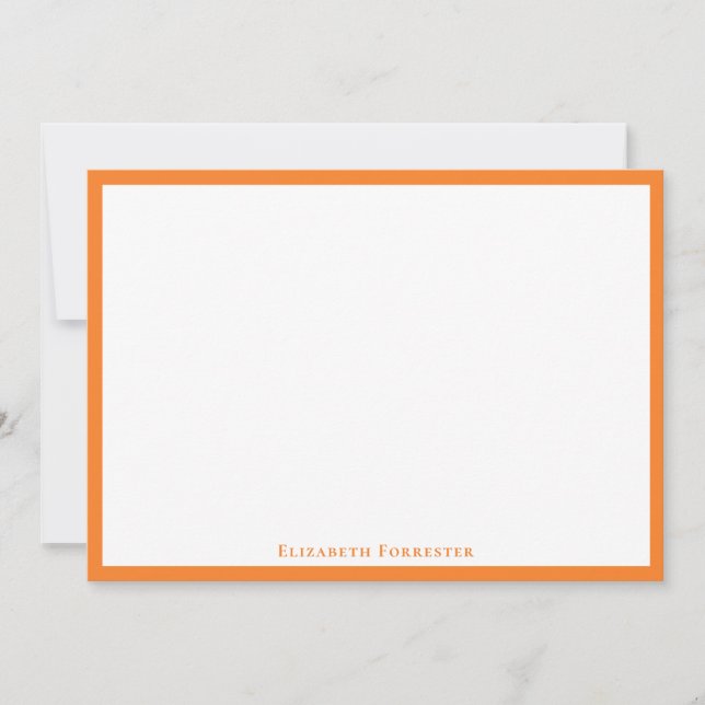 Cartão De Notas Tangerine Laranja Simples Nota de Limite Minimalis (Frente)