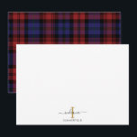Cartão De Notas Tartan Russo do Monograma de Xadrez Personalizado<br><div class="desc">Adicione seu nome e inicial a esta placa moderna de nota de xadrez do script monograma para adicionar estilo e elegância às suas placas de nota clicando no botão "Personalizar"</div>