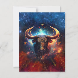 Cartão De Notas Taurus Zodiac - Sinal Watercolor Design