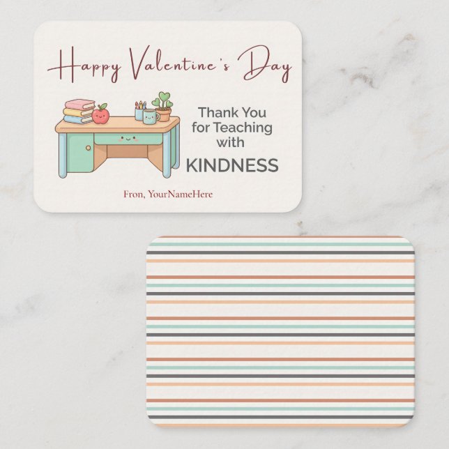 Cartão De Notas Teaching with Kindness – Teacher Valentine Card (Frente/Verso)