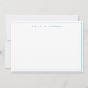 Cartão De Notas Teal Modern Professional Double Border