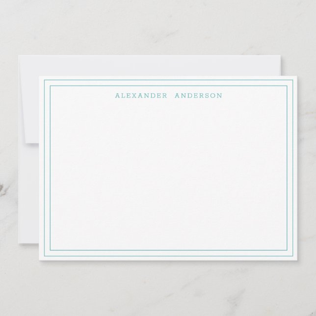 Cartão De Notas Teal Modern Professional Double Border (Frente)