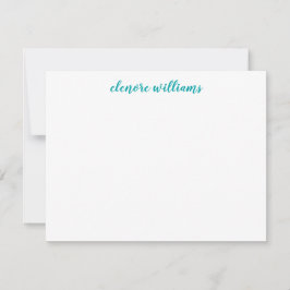 Cartão De Notas Teal Turquoise Na moda Modern Elegante Girly Scrip