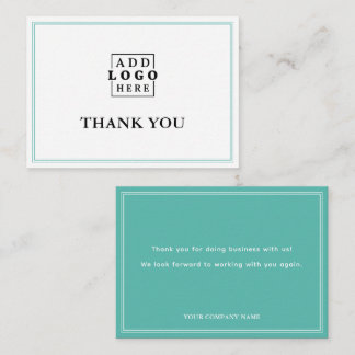 Cartão De Notas Teal Two Border Business Logo Thank You