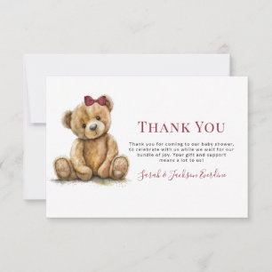 Cartão De Notas Teddy Bear Chá de fraldas Obrigado