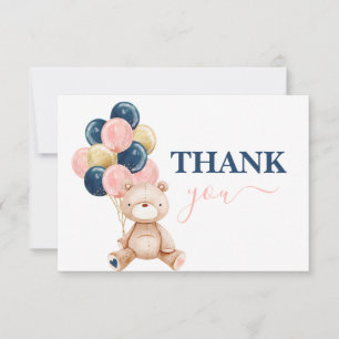 Cartão De Notas Teddy Bear gênero revela obrigado