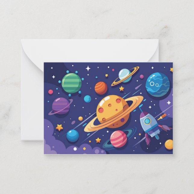 Cartão De Notas Tema de espaço e planeta (Frente)