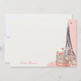 Cartão De Notas Tema de Paris Rosa Romântico Personalizado