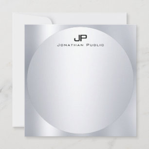 Cartão De Notas Tendência Elegante Simples de Monograma de Faux Si