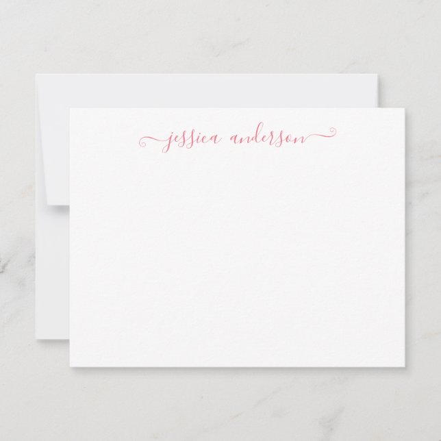 Cartão De Notas Tendy Modern Girly Classic Dusty Script Rosa (Frente)