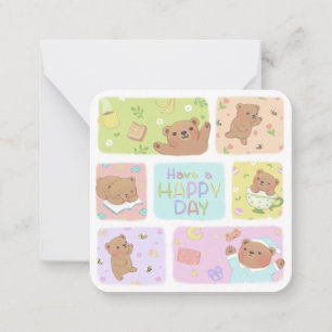 Cartão De Notas Tenha Um Dia Feliz: Ilustração de Urso Teddy Fofo