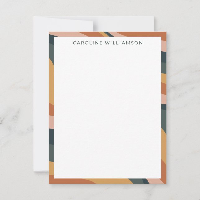 Cartão De Notas Terracotta Abstrato Linhas Terrosas de Boho Person (Frente)