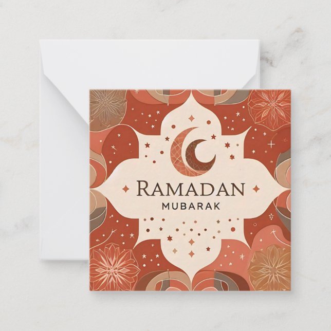 Cartão De Notas Terracotta Red Artesanato Ramadan Mubarak (Frente)