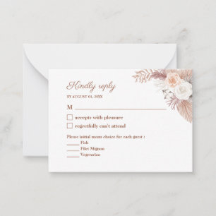 Cartão De Notas Terracotta Watercolor Flowers Casamento RSVP