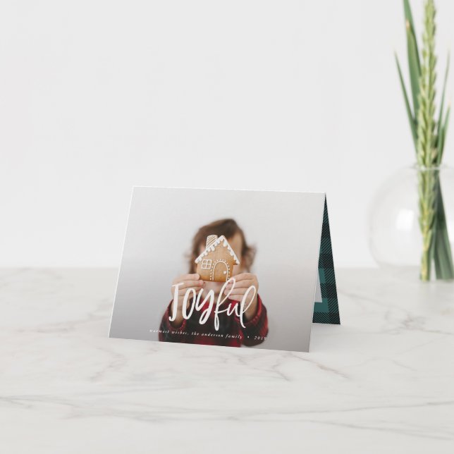 Cartão De Notas Texto alegre do roteiro de fotos e feriado da famí (Frente)