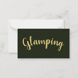 Cartão De Notas Texto Divertido GLAMPING Sobre O Fundo Verde Flore