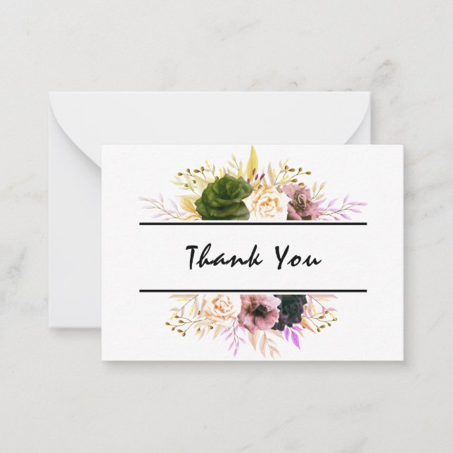 Cartão De Notas Texto Editável Floral Obrigado, Bem-vindo, Página  (Frente)