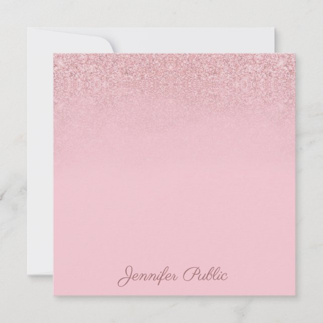 Cartão De Notas Texto Elegante do Script de Caligrafia Dourada Cre (Frente)