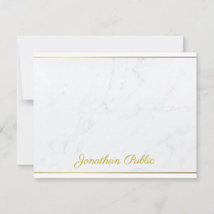 Cartão De Notas Texto escrito à mão Dourado elegante moderno do