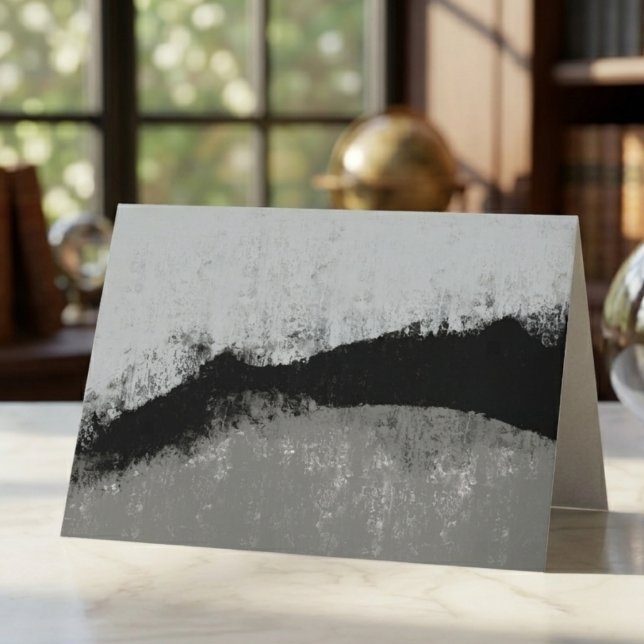 Cartão De Notas Textura Preta e Cinza Abstrata Moderna (This abstract note card is perfect for a thoughtful friend on their birthday.)
