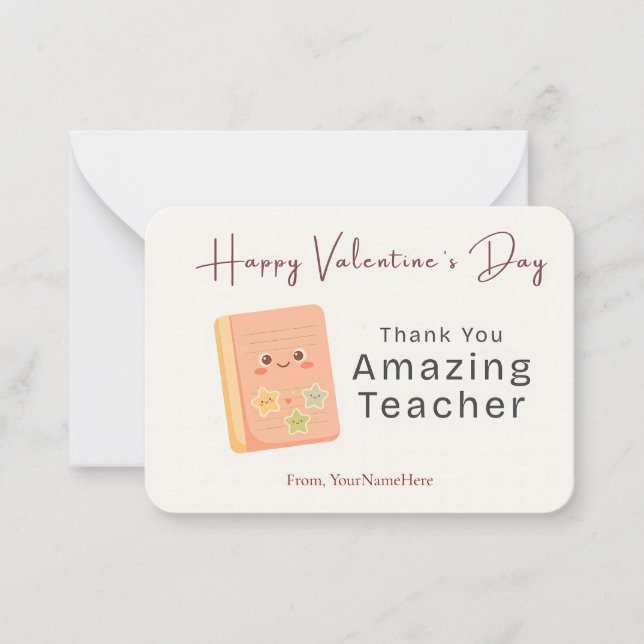 Cartão De Notas Thank You Amazing Teacher Valentine Card (Frente)