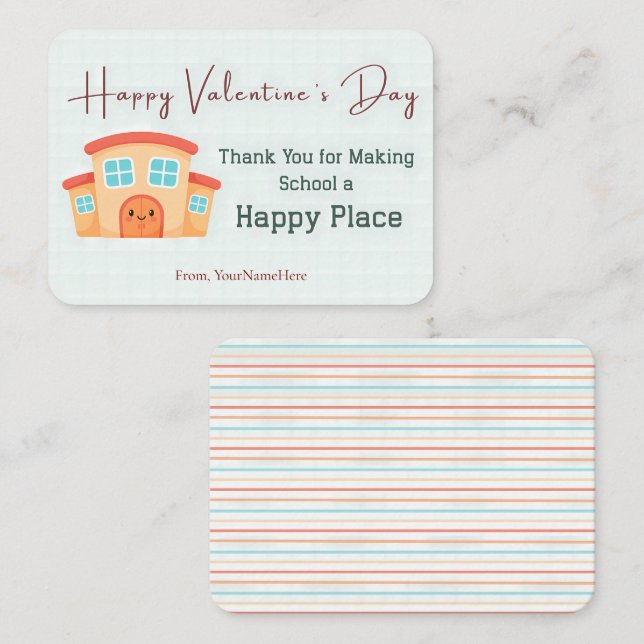 Cartão De Notas Thank You for Making School Happy Teacher Card (Frente/Verso)