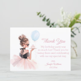 Cartão De Notas thank you happy birthday pink dress modern