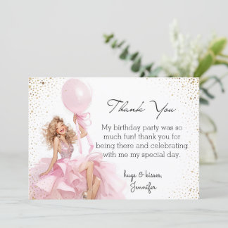 Cartão De Notas  thank you sweet 16 pink dress birthday budget