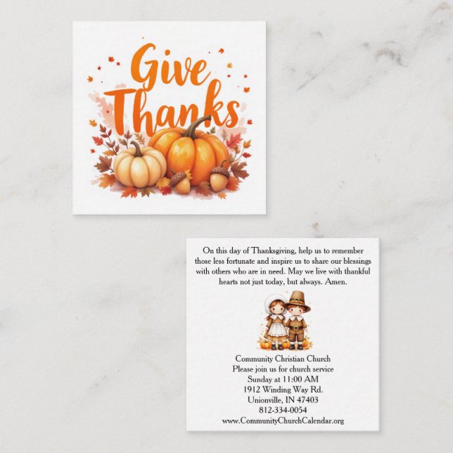 Cartão De Notas Thanksgiving Food Basket Prayer Church Invitation  (Frente/Verso)