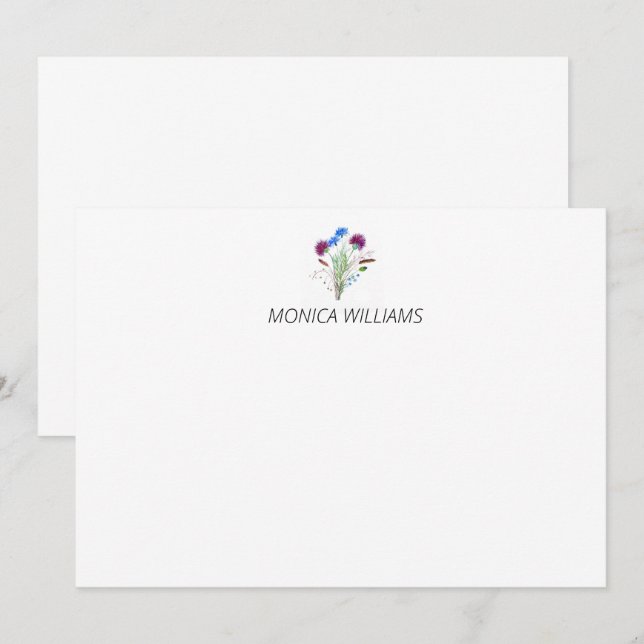 Cartão De Notas Thiste Purple Floral Personal (Frente/Verso)
