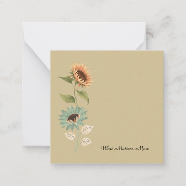 Cartão De Notas Thoughtful Floral Sunflower Flat Note Card (Frente)