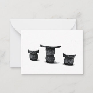 Cartão De Notas Three Stone Round Benches Snow Photo