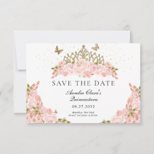 Cartão De Notas Tiara Floral Rosa Cor-de-rosa Barata Quinceanera