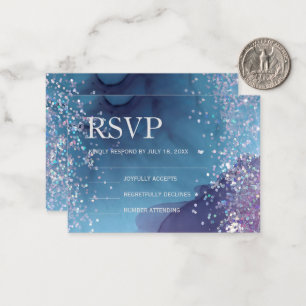 Cartão De Notas Tinta azul e púrpura de álcool com mística brilhan